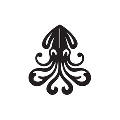 minimalist squid logo with white background