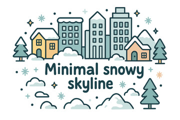 Fototapeta premium Minimal Snowy Skyline. Minimal snowy skyline. Hand-drawn doodle illustration of Minimal snowy skyline. modern