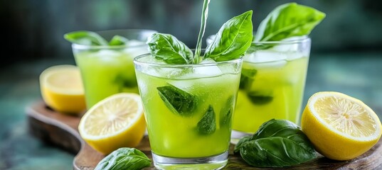 Refreshing Basil Lemonade with Aromatic Herbs and Citrus Infusion for a Vibrant Summer Drink