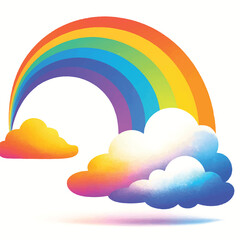 Rainbow and Clouds Illustration – Weather Symbol Vector
