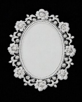 Luxury Oval Retro white Rose Flowers Embroidery doily Super Lace Appliques, rococo
