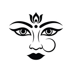  stylized face with dramatic features, silhouette vector design on a white background