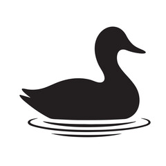 Duck Silhouette on Water – Bird Vector Graphic