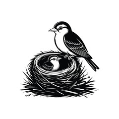 Mother bird silhouette vector design on a white background