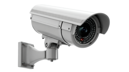 High quality modern security surveillance camera with infrared LEDs and mounting bracket for outdoor or indoor monitoring applications