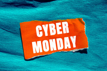 Cyber Monday message written on ripped torn paper background. Conceptual Cyber Monday symbol. Copy...