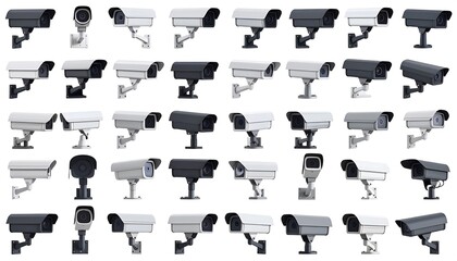 Collection of security cameras showing surveillance and monitoring in modern technology