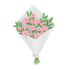 Bouquet of flowers. Flat vector clipart, illustration with isolated background.