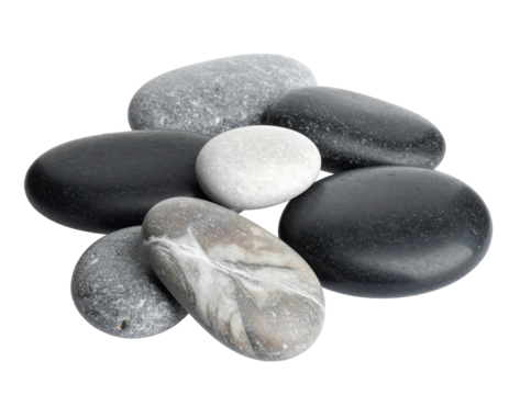 Smooth Zen Stones Arrangement on White Background