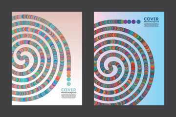 Abstract multicolors spiral pattern vector with curved segments and dynamic circular motion, creating an energetic background and modern visual style for cover, presentation poster or digital artwork.