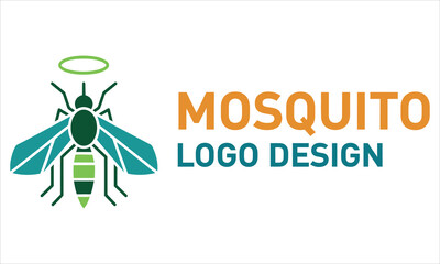 Stylized mosquito logo with text isolated on white background