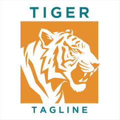 Stylized white tiger head logo design isolated on white background