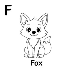 children's coloring book of fox pictures, line art cartoon illustrations of fox pictures