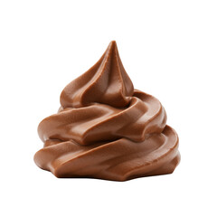 Perfectly formed dark chocolate whipped cream dollop with soft peak and swirling texture, isolated on a transparent background with copy space. Concept for luxury food product promotion