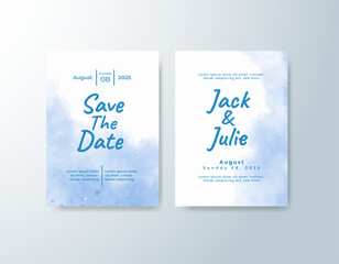 Wedding invitation with abstract splash watercolor