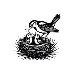 Mother bird silhouette vector design on a white background