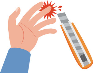 カッター使用中のケガ