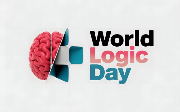 World logic day celebration with brain and text