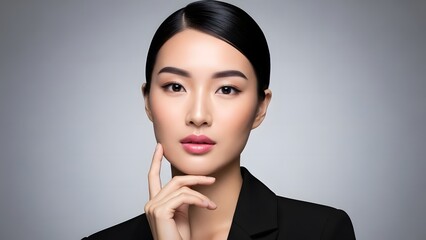 studio beauty lighting on neutral background