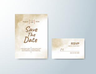 Wedding invitation with abstract splash watercolor