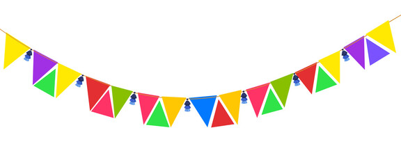 Obraz premium Indian festival thoranam or Toran isolated on transparent background with color paper hanging in entrance of house, reception, mall, temple.