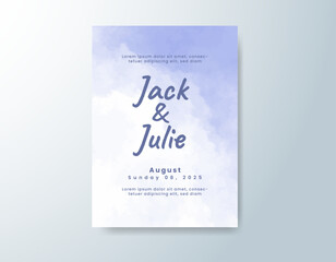 Wedding invitation with abstract splash watercolor