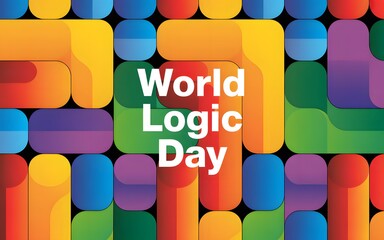 World logic day celebration with colorful abstract shapes and text