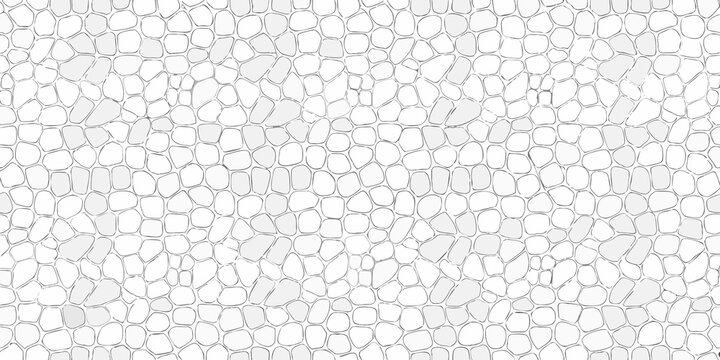 Seamless white crocodile skin pattern with subtle shading and outline