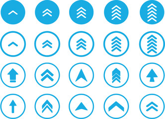 Swipe icon set. Swipe up arrow icons. Arrow buttons for social media. Scroll pictogram. Web icons. Vector illustration. Concepts for Web and Mobile Applications Blue color. Eps 10.