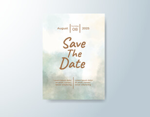 Wedding invitation with abstract splash watercolor