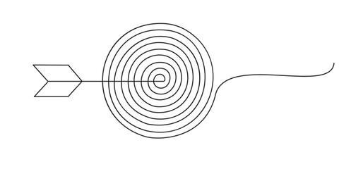  Continuous one line drawing target icon outline minimalist concept for marketing focus or achievement theme vector