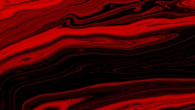 Swirling red and black marblelike pattern with fluid flowing lines