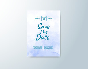 Wedding invitation with abstract splash watercolor