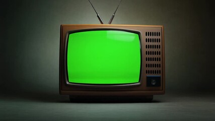Vintage Television with Green Screen Display