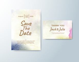 Wedding invitation with abstract splash watercolor