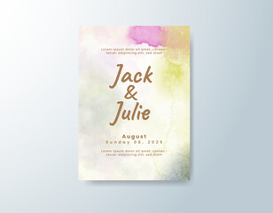 Wedding invitation with abstract splash watercolor
