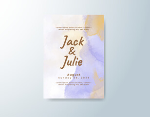 Wedding invitation with abstract splash watercolor