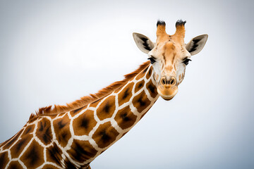 Close up portrait of a giraffe's head and neck animal