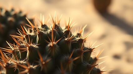 spines. Close-up of cactus spines in desert sunlight. ESG reports, sustainability campaigns, designed for sustainability communications and ESG reporting, supports ESG communication.
