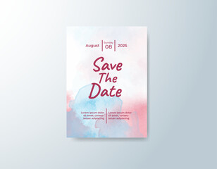 Wedding invitation with abstract splash watercolor