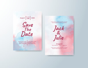 Wedding invitation with abstract splash watercolor