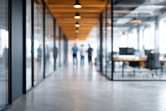 Modern Office Corridor Glass Workspace Coworkers Interior Corporate Hallway Open Plan Business
