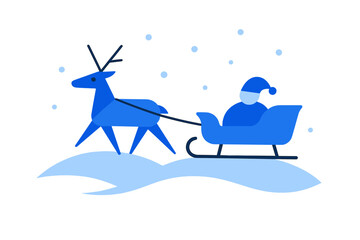 Minimalist Christmas Sleigh. Christmas Eve Sleigh. Flat minimalist vector illustration of a Christmas Eve
