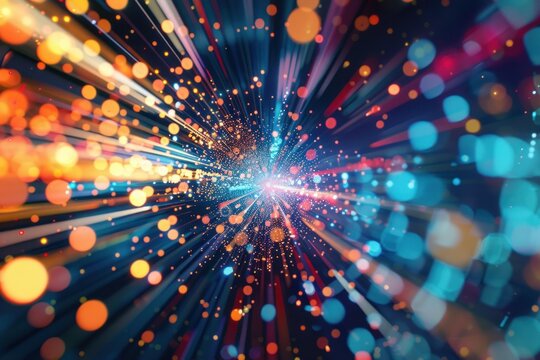 Abstract background with colorful particles creating a sense of fast motion