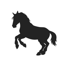 Obraz premium Silhouette icon of a Gypsy draft horse. Simple black vector illustration, isolated on a white background. Symbol of the New Year 2026. Perfect for a logo, icon, or emblem
