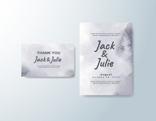 Wedding invitation with abstract splash watercolor