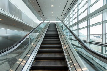 Escalator going up to the next floor in a modern building