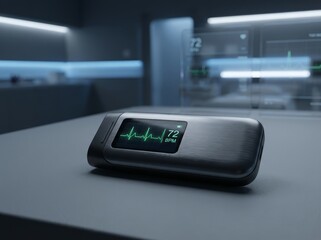 Medical heart monitor displaying vital signs on a screen