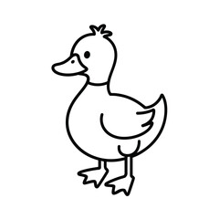 Simple outline drawing of a cute cartoon duck