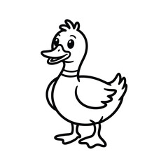 Cute cartoon duckling illustration for coloring